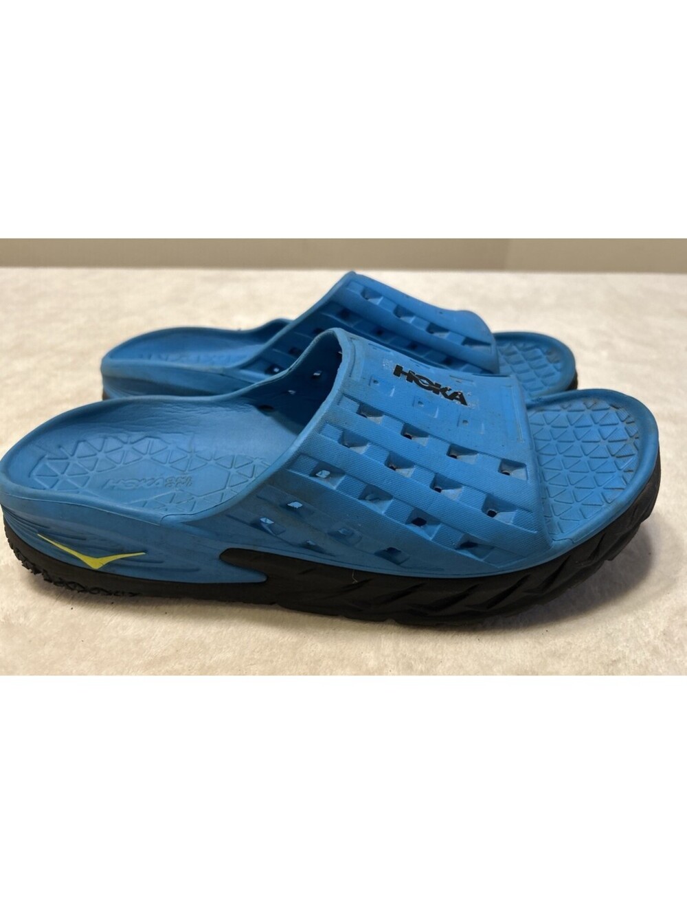 Hoka Ora Recovery Slide Men's Size 13 Blue Black Sandals Slip On Foam